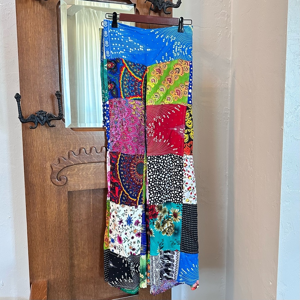 NWT Patchwork Palazzo Vibrant Multicolor Pants NWT - image 1